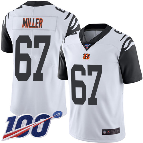 Cincinnati Bengals Limited White Men John Miller Jersey NFL Footballl #67 100th Season Rush Vapor Untouchable->cincinnati bengals->NFL Jersey